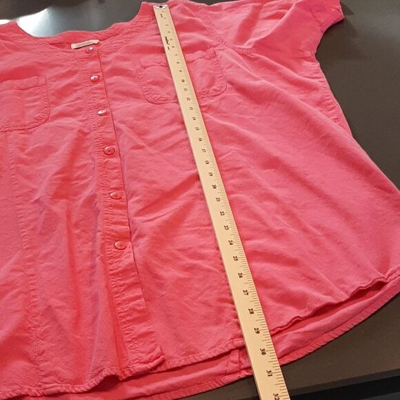 Only Necessities Pink Casual Button Down Short Sleeve Shirt - Picture 6 of 6